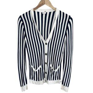 Kule The Jax Cardigan Navy & White Striped Preppy Knit Sweater XS